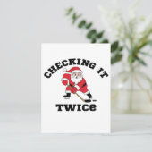 Twice Santa überprüfen Feiertagskarte (Stehend Vorderseite)