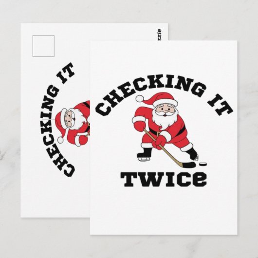 Twice Santa überprüfen Postkarte (Vorne/Hinten)