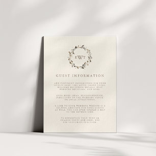 Twig Monogram Wreath Wedding Guest Details Begleitkarte