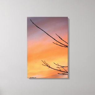 Twig Silhouette mit Rot, orange Sonnenuntergang Leinwanddruck