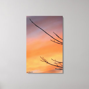 Twig Silhouette mit Rot, orange Sonnenuntergang Leinwanddruck