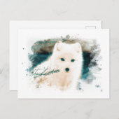 *~* Twig Snow Fox White Fox AP18 Polar Postkarte (Vorne/Hinten)
