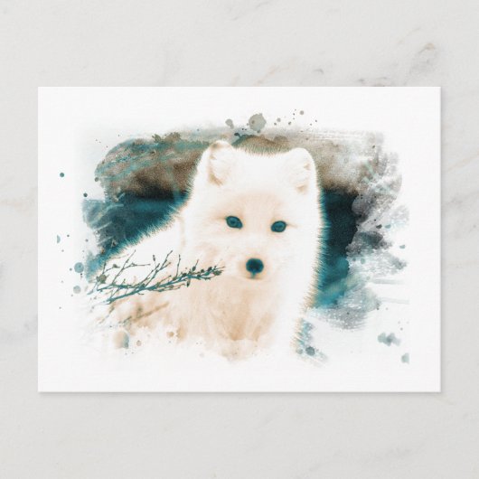 *~* Twig Snow Fox White Fox AP18 Polar Postkarte (Vorderseite)