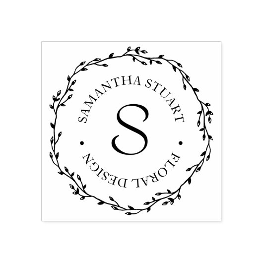 Twig Wreath Monogram Gummistempel (Prägung)