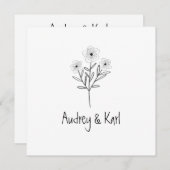 Twigs and Flowers Monogrammed Modern & Minimalist Einladung (Vorne/Hinten)