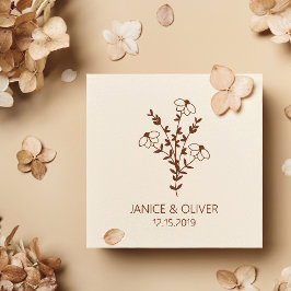 Twigs and Flowers Monogrammed Modern & Minimalist Gummistempel