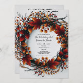 Twigs & Blätter Elegante Herbsthochzeit Einladung (Vorne/Hinten)