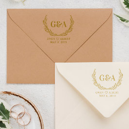 Twigs Couple Initials & Names Wedding Monogram Gummistempel