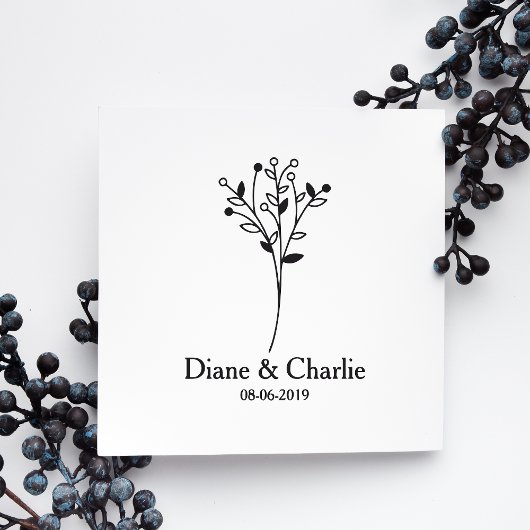 Twigs Wedding Monogram Gummistempel