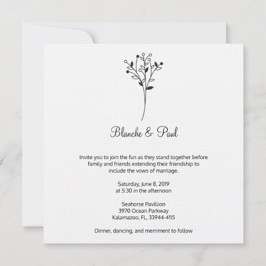 Twigs Wedding Monogram Invitation Design Einladung (Rückseite)
