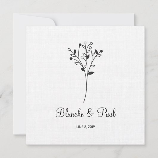 Twigs Wedding Monogram Invitation Design Einladung (Vorderseite)