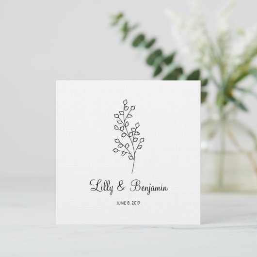 Twigs Wedding Monogram Invitation Design Einladung (Stehend Vorderseite)
