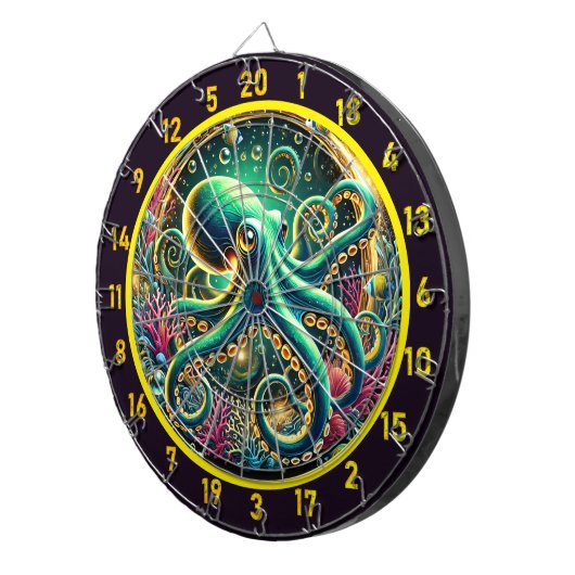 Twilight Abyss Octopus Dartboard Dartscheibe (Vorderseite rechts)