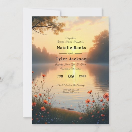 Twilight am See Whispers am Wasser Einladung (Vorderseite)