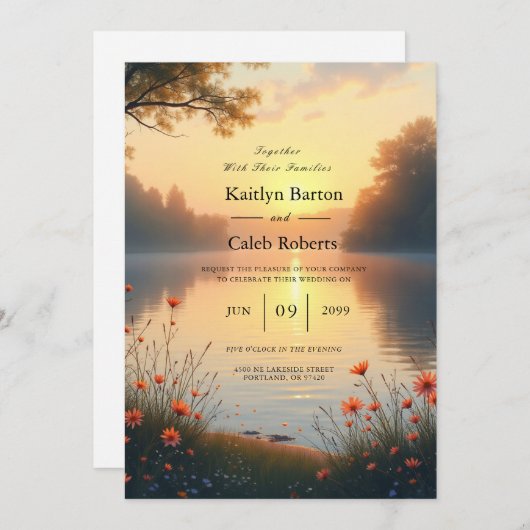 Twilight am See Whispers am Wasser Einladung (Vorne/Hinten)