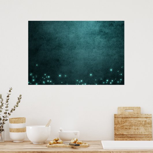Twilight Aquamarin | Tiefgrünes Aqua Neon Glow Sta Poster (Küche)