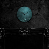 Twilight Aquamarin | Tiefgrünes Aqua Neon Glow Sta Runde Wanduhr