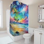 Twilight auf der Küste Aquarellkunst Duschvorhang (Beispiel)