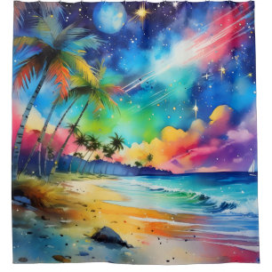 Twilight auf der Küste Aquarellkunst Duschvorhang