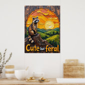 Twilight Bandit: Raccoon bei Sunset Poster (Küche)