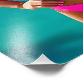 Twilight Beach Portrait - Frau in Neon Pink Bikin Fotodruck (Ecke)