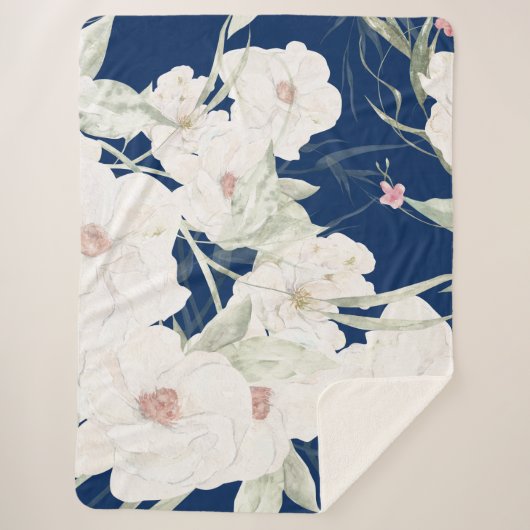 Twilight Bloom I Sherpa Blanket - Florals Sherpadecke (Vorderseite)