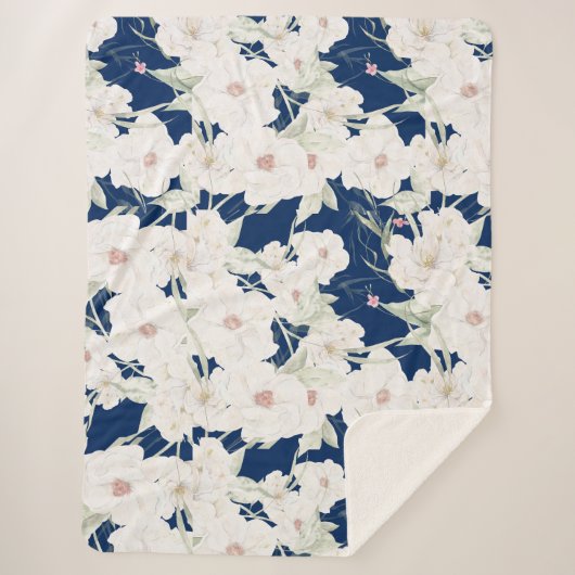 Twilight Bloom II Sherpa Blanket - Florals Sherpadecke (Vorderseite)