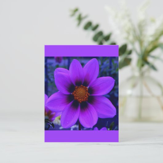 Twilight Bloom Lila Blume in der Abenddämmerung Postkarte (Stehend Vorderseite)