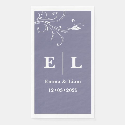 Twilight Bloom Minimal Wedding Personalisiert Serviette (Vorderseite)