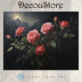 Twilight Bloom: Rose Branch Decoupage Seidenpapier