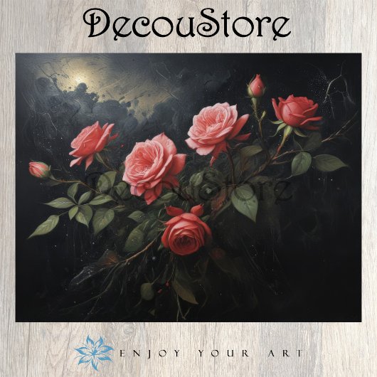 Twilight Bloom: Rose Branch Decoupage Seidenpapier