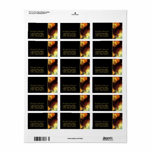 Twilight Bokeh Lights Wedding Adressaufkleber (Vorne)