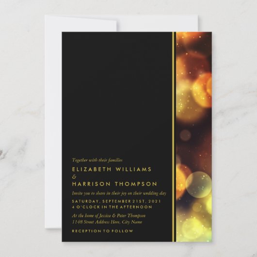 Twilight Bokeh Lights Wedding Einladung (Vorderseite)