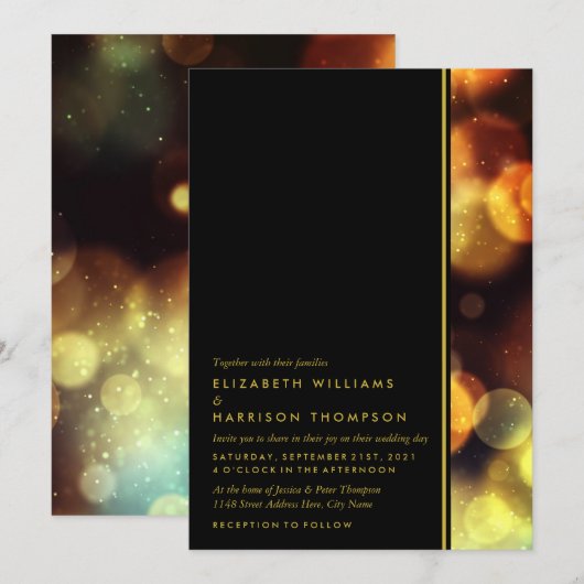 Twilight Bokeh Lights Wedding Einladung (Vorne/Hinten)