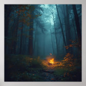 Twilight Campfire – Mystical Forest Art Print Poster (Vorne)