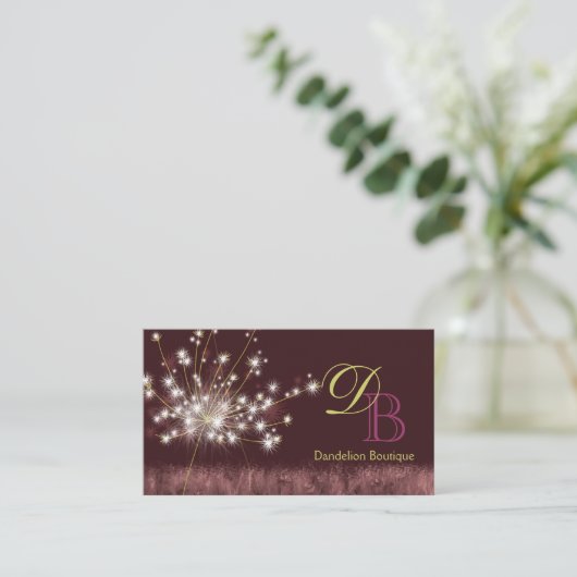 Twilight Dandelion Unique Monogram Visitenkarte (Stehend Vorderseite)