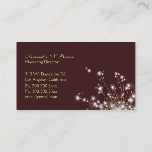 Twilight Dandelion Unique Monogram Visitenkarte (Rückseite)