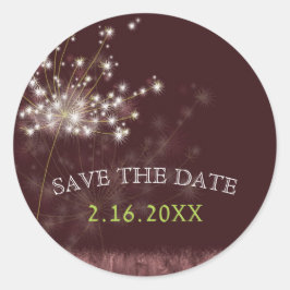 Twilight Dandelion Wedding Save the Date Runder Aufkleber