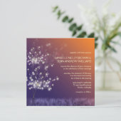Twilight Dandelions Floral Wedding Einladung (Stehend Vorderseite)