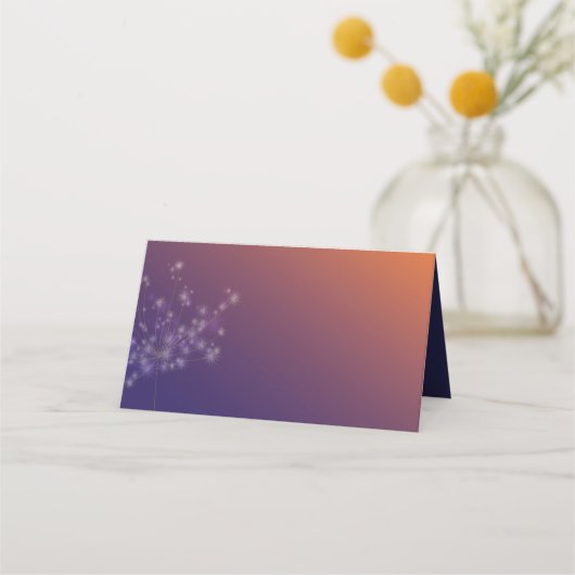 Twilight Dandelions Wedding Platzkarte (Rückseite)