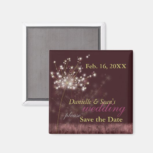 Twilight Dandelions Wedding Save the Date Magnet (Vorderseite/Rückseite)