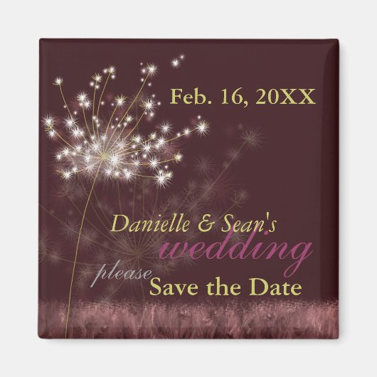 Twilight Dandelions Wedding Save the Date Magnet (Vorne)