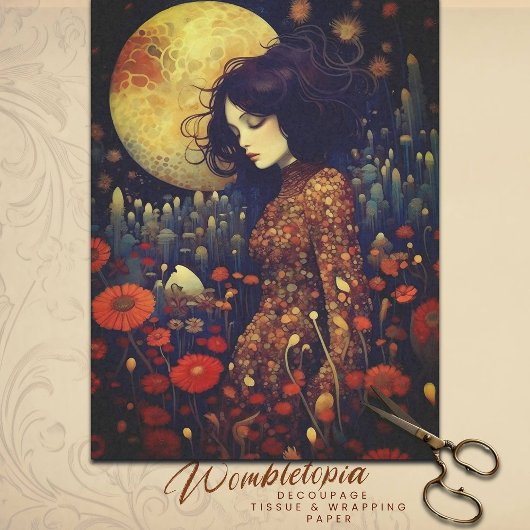 Twilight Floral Fantasy Art Nouveau Portrait Seidenpapier