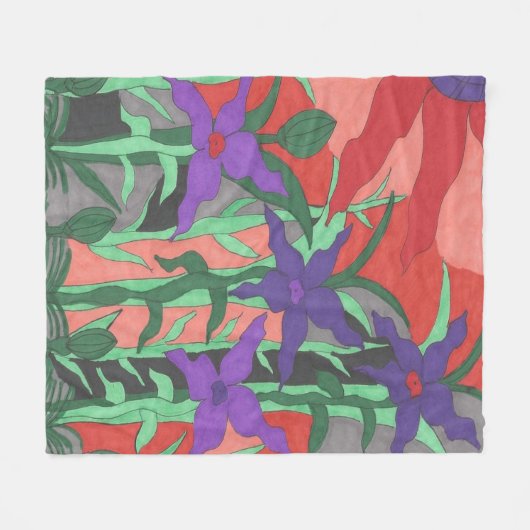 Twilight Floral Garden Fleecedecke (Vorderseite (Horizontal))