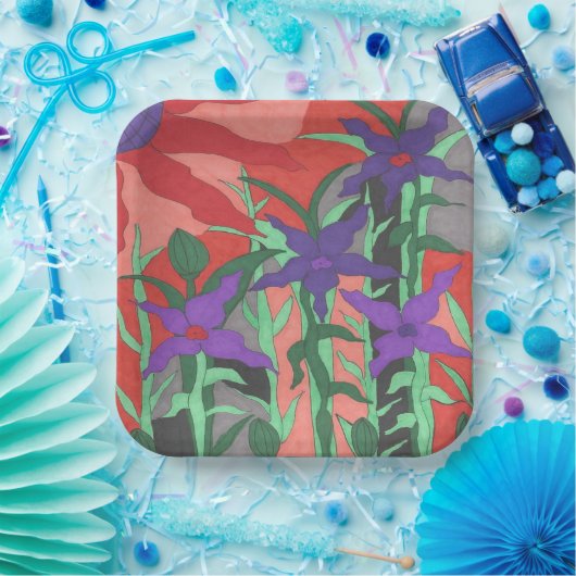 Twilight Floral Garden Pappteller (Party)