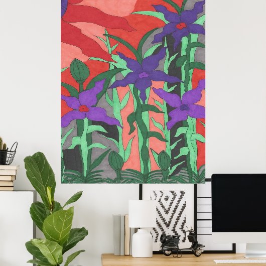 Twilight Floral Garden Poster (Heimbüro)
