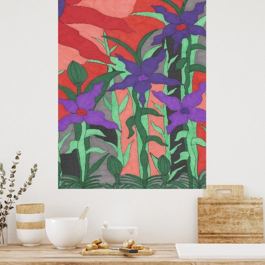 Twilight Floral Garden Poster (Küche)