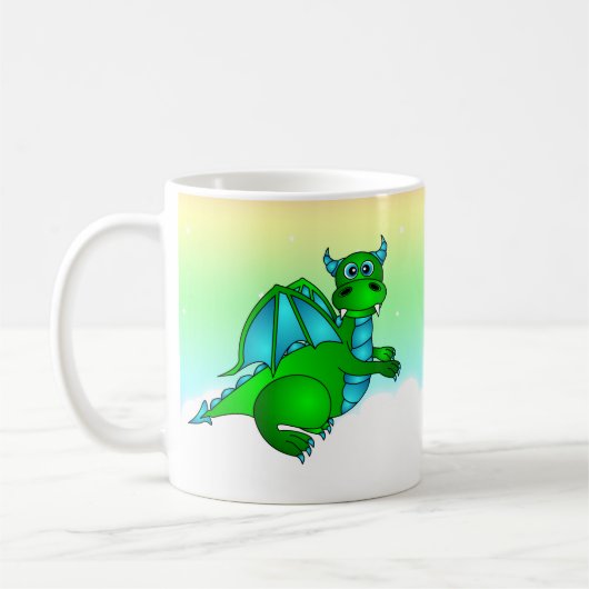 Twilight Flug - niedlicher grüner u. blauer Drache Kaffeetasse (Links)