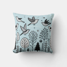 Twilight Forest Birds Hellblau