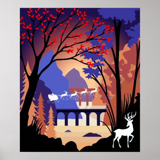 Twilight Forest Christmas Santa Sleigh Poster (Vorne)